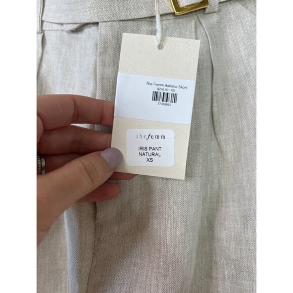 NWT The Femm Linen Detachable Belt Wide Leg Iris Pant Natural Women's Size: XS - Picture 5 of 8